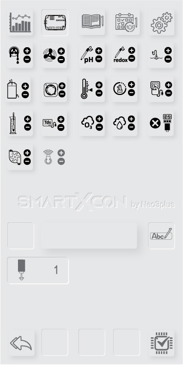 Page de l'interface du SmartXcon regroupant les différentes fonctions de contrôle du boitier et des périphériques